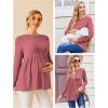 image:imageEkouaer Womens Maternity Tops Long Sleeve Pregnancy Tunic Blouses Crew Neck Ribbed Shirts Pregnant ClothesDusty Rose