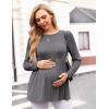 image:imageEkouaer Womens Maternity Tops Long Sleeve Pregnancy Tunic Blouses Crew Neck Ribbed Shirts Pregnant ClothesGrey