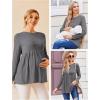 image:imageEkouaer Womens Maternity Tops Long Sleeve Pregnancy Tunic Blouses Crew Neck Ribbed Shirts Pregnant ClothesGrey
