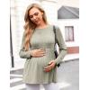 image:imageEkouaer Womens Maternity Tops Long Sleeve Pregnancy Tunic Blouses Crew Neck Ribbed Shirts Pregnant ClothesLight Brown