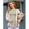 image:imageEkouaer Womens Maternity Tops Long Sleeve Pregnancy Tunic Blouses Crew Neck Ribbed Shirts Pregnant ClothesLight Brown