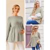 image:imageEkouaer Womens Maternity Tops Long Sleeve Pregnancy Tunic Blouses Crew Neck Ribbed Shirts Pregnant ClothesLight Brown