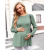 image:imageEkouaer Womens Maternity Tops Long Sleeve Pregnancy Tunic Blouses Crew Neck Ribbed Shirts Pregnant ClothesLight Green