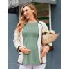 image:imageEkouaer Womens Maternity Tops Long Sleeve Pregnancy Tunic Blouses Crew Neck Ribbed Shirts Pregnant ClothesLight Green