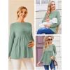 image:imageEkouaer Womens Maternity Tops Long Sleeve Pregnancy Tunic Blouses Crew Neck Ribbed Shirts Pregnant ClothesLight Green