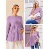 image:imageEkouaer Womens Maternity Tops Long Sleeve Pregnancy Tunic Blouses Crew Neck Ribbed Shirts Pregnant ClothesLight Purple