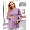 image:imageEkouaer Womens Maternity Tops Long Sleeve Pregnancy Tunic Blouses Crew Neck Ribbed Shirts Pregnant ClothesLight Purple