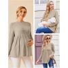 image:imageEkouaer Womens Maternity Tops Long Sleeve Pregnancy Tunic Blouses Crew Neck Ribbed Shirts Pregnant ClothesMocha Brown