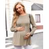 image:imageEkouaer Womens Maternity Tops Long Sleeve Pregnancy Tunic Blouses Crew Neck Ribbed Shirts Pregnant ClothesMocha Brown