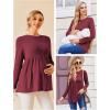 image:imageEkouaer Womens Maternity Tops Long Sleeve Pregnancy Tunic Blouses Crew Neck Ribbed Shirts Pregnant ClothesWine Red