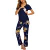 image:imageEkouaer Womens Nursing Pajamas Maternity Breastfeeding Pjs Sleepwear Layer Soft Postpartum Lounge Set Pregnancy ClothesFloral Navy Blue