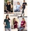 image:imageEkouaer Womens Nursing Tops 3 Pack Double Layer Breastfeeding Shirts Short Sleeve Maternity Clothes SXXL3pcs Black  Brown  White