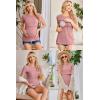 image:imageEkouaer Womens Nursing Tops 3 Pack Short Sleeve Ribbed Breastfeeding Shirts Double Layer Maternity Shirt Pregnancy ClothesBlackArmy GreenPink