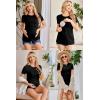 image:imageEkouaer Womens Nursing Tops 3 Pack Short Sleeve Ribbed Breastfeeding Shirts Double Layer Maternity Shirt Pregnancy ClothesBlackCaramelArmy Green