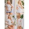 image:imageEkouaer Womens Nursing Tops 3 Pack Short Sleeve Ribbed Breastfeeding Shirts Double Layer Maternity Shirt Pregnancy ClothesBlackGreyGrey Stripes