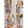 image:imageEkouaer Womens Nursing Tops 3 Pack Short Sleeve Ribbed Breastfeeding Shirts Double Layer Maternity Shirt Pregnancy ClothesBlackGreyGrey Stripes