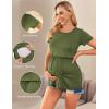 image:imageEkouaer Womens Nursing Tops 3 Packs Short Sleeve Breastfeeding Shirts Double Layer Postpartum Shirt SXXLBlack FloralArmy GreenDark Gray