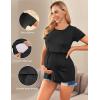image:imageEkouaer Womens Nursing Tops 3 Packs Short Sleeve Breastfeeding Shirts Double Layer Postpartum Shirt SXXLBlackLight GreyStripe