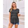 image:imageEkouaer Womens Nursing Tops 3 Packs Short Sleeve Breastfeeding Shirts Double Layer Postpartum Shirt SXXLBlackdark Graydeep Green
