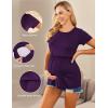image:imageEkouaer Womens Nursing Tops 3 Packs Short Sleeve Breastfeeding Shirts Double Layer Postpartum Shirt SXXLPurpledark Graydeep Green