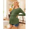 image:imageEkouaer Womens Nursing Tops Long Sleeve Nursing Shirts Double Layer Maternity Clothes 3 Packs Breastfeeding ShirtsBlackGreyArmy Green