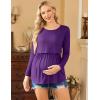 image:imageEkouaer Womens Nursing Tops Long Sleeve Nursing Shirts Double Layer Maternity Clothes 3 Packs Breastfeeding ShirtsPurpleArmy GreenGrey