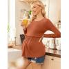 image:imageEkouaer Womens Nursing Tops Long Sleeve Nursing Shirts Double Layer Maternity Clothes 3 Packs Breastfeeding ShirtsWine RedGreyCaramel