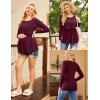 image:imageEkouaer Womens Nursing Tops Long Sleeve Nursing Shirts Double Layer Maternity Clothes 3 Packs Breastfeeding ShirtsWine RedGreyCaramel
