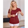 image:imageEkouaer Womens Nursing Tops for Breastfeeding 3 Pack Maternity Shirts Double Layer Pregnancy Clothes Postpartum Tee Shirt3pcs Flecking Grey  Wine Red  Orange