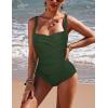 image:imageEkouaer Womens One Piece Swimsuit Ruched Tummy Control Bathing Suits Vintage Retro Push Up SwimwearArmy Green