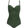image:imageEkouaer Womens One Piece Swimsuit Ruched Tummy Control Bathing Suits Vintage Retro Push Up SwimwearArmy Green