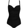 image:imageEkouaer Womens One Piece Swimsuit Ruched Tummy Control Bathing Suits Vintage Retro Push Up SwimwearBlack