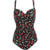 image:imageEkouaer Womens One Piece Swimsuit Ruched Tummy Control Bathing Suits Vintage Retro Push Up SwimwearBlack Cherry