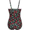 image:imageEkouaer Womens One Piece Swimsuit Ruched Tummy Control Bathing Suits Vintage Retro Push Up SwimwearBlack Cherry