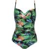image:imageEkouaer Womens One Piece Swimsuit Ruched Tummy Control Bathing Suits Vintage Retro Push Up SwimwearBlack Green Leaves