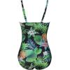image:imageEkouaer Womens One Piece Swimsuit Ruched Tummy Control Bathing Suits Vintage Retro Push Up SwimwearBlack Green Leaves Pat5