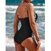 image:imageEkouaer Womens One Piece Swimsuit Ruched Tummy Control Bathing Suits Vintage Retro Push Up SwimwearBlack Leopard Print