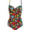 image:imageEkouaer Womens One Piece Swimsuit Ruched Tummy Control Bathing Suits Vintage Retro Push Up SwimwearBlack Multi Floral