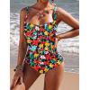 image:imageEkouaer Womens One Piece Swimsuit Ruched Tummy Control Bathing Suits Vintage Retro Push Up SwimwearBlack Multi Floral