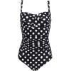 image:imageEkouaer Womens One Piece Swimsuit Ruched Tummy Control Bathing Suits Vintage Retro Push Up SwimwearBlack With White Dots