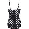 image:imageEkouaer Womens One Piece Swimsuit Ruched Tummy Control Bathing Suits Vintage Retro Push Up SwimwearBlack With White Dots
