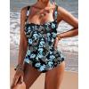 image:imageEkouaer Womens One Piece Swimsuit Ruched Tummy Control Bathing Suits Vintage Retro Push Up SwimwearCashew Blossoms