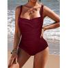 image:imageEkouaer Womens One Piece Swimsuit Ruched Tummy Control Bathing Suits Vintage Retro Push Up SwimwearCherry Red
