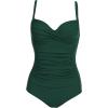 image:imageEkouaer Womens One Piece Swimsuit Ruched Tummy Control Bathing Suits Vintage Retro Push Up SwimwearDark Green