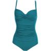 image:imageEkouaer Womens One Piece Swimsuit Ruched Tummy Control Bathing Suits Vintage Retro Push Up SwimwearDark Peacock Blue