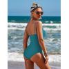 image:imageEkouaer Womens One Piece Swimsuit Ruched Tummy Control Bathing Suits Vintage Retro Push Up SwimwearDark Peacock Blue