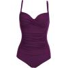 image:imageEkouaer Womens One Piece Swimsuit Ruched Tummy Control Bathing Suits Vintage Retro Push Up SwimwearDeep Purple