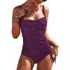image:imageEkouaer Womens One Piece Swimsuit Ruched Tummy Control Bathing Suits Vintage Retro Push Up SwimwearDeep Purple