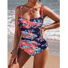 image:imageEkouaer Womens One Piece Swimsuit Ruched Tummy Control Bathing Suits Vintage Retro Push Up SwimwearFlower Blue