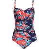 image:imageEkouaer Womens One Piece Swimsuit Ruched Tummy Control Bathing Suits Vintage Retro Push Up SwimwearFlower Blue